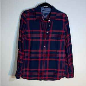 Tommy Hilfiger Navy & Red Plaid Button-Down Shirt